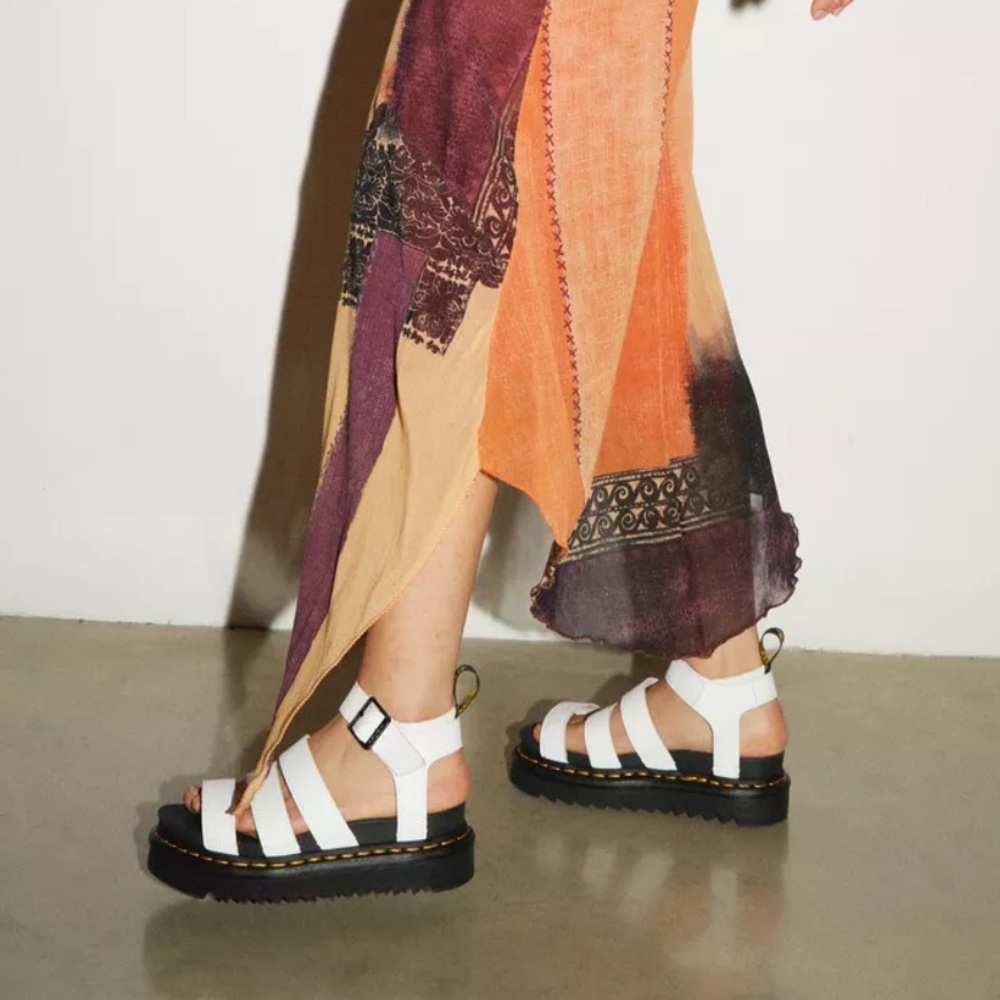 Dr. Martens White Leather Strappy Platform Sandals — NEVER WORN